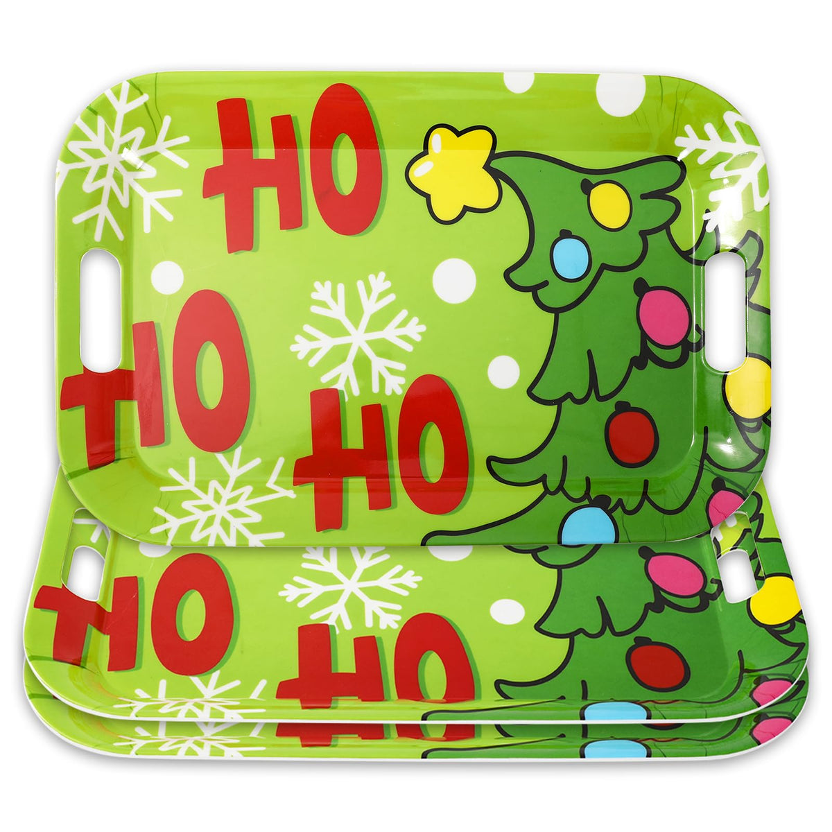 Bandejas JarThenaAMCS con árbol navideño para servir aperitivos con estilo.