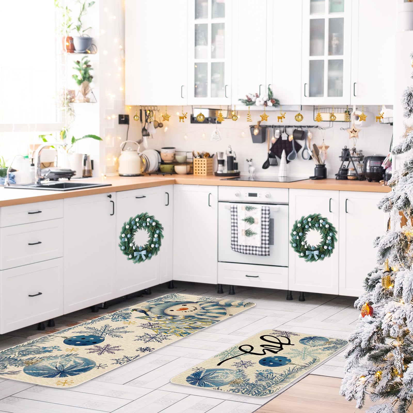 JarThenaAMCS bolas de Navidad: alfombra de entrada resistente y decorativa.
