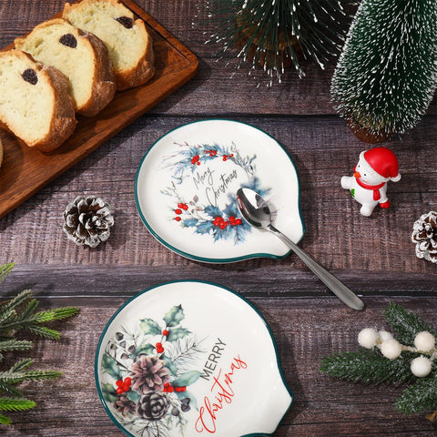JarThenaAMCS reposacucharas con diseños verdes, combina con decoración festiva