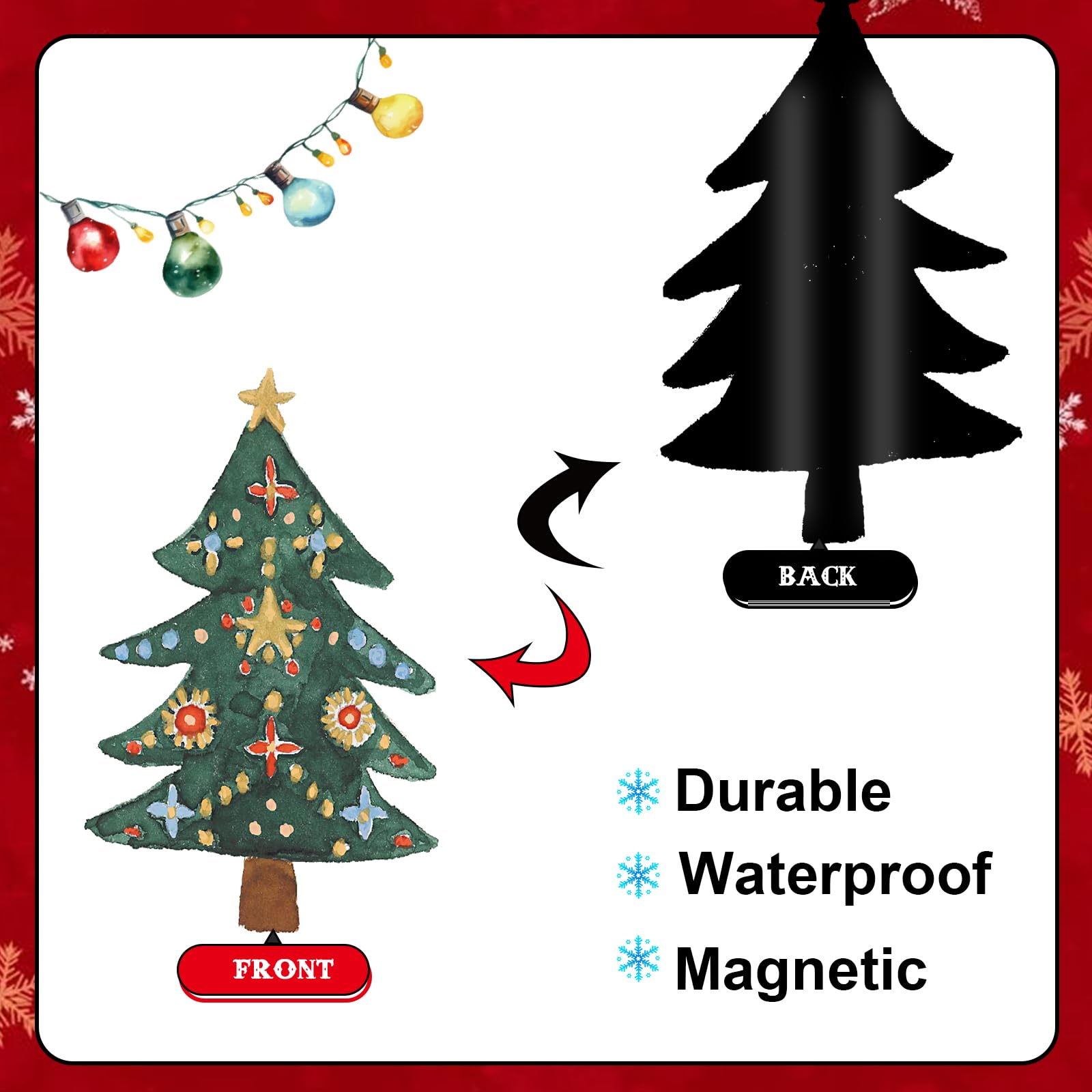 Imán JarThenaAMCS con árbol y luces, ideal para alegrar cocinas o despensas.
