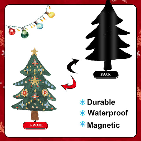 Imán JarThenaAMCS con árbol y luces, ideal para alegrar cocinas o despensas.