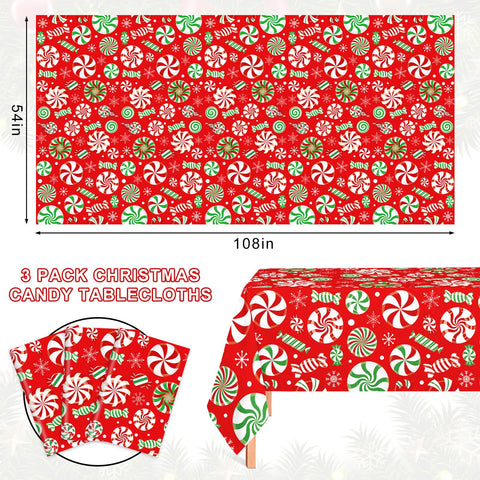 Mantel navideño JarThenaAMCS con bastones de caramelo para decoración.