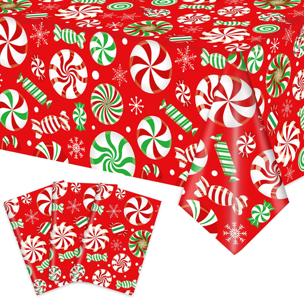 Mantel navideño JarThenaAMCS con copos de nieve para mesa festiva.