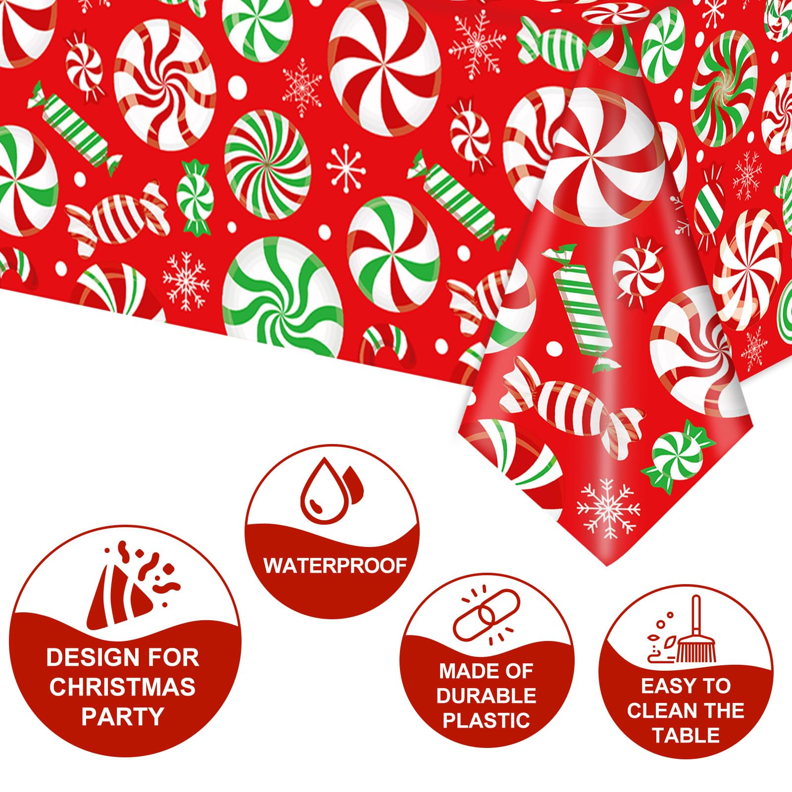 Mantel navideño JarThenaAMCS en rojo y verde para ambiente festivo.