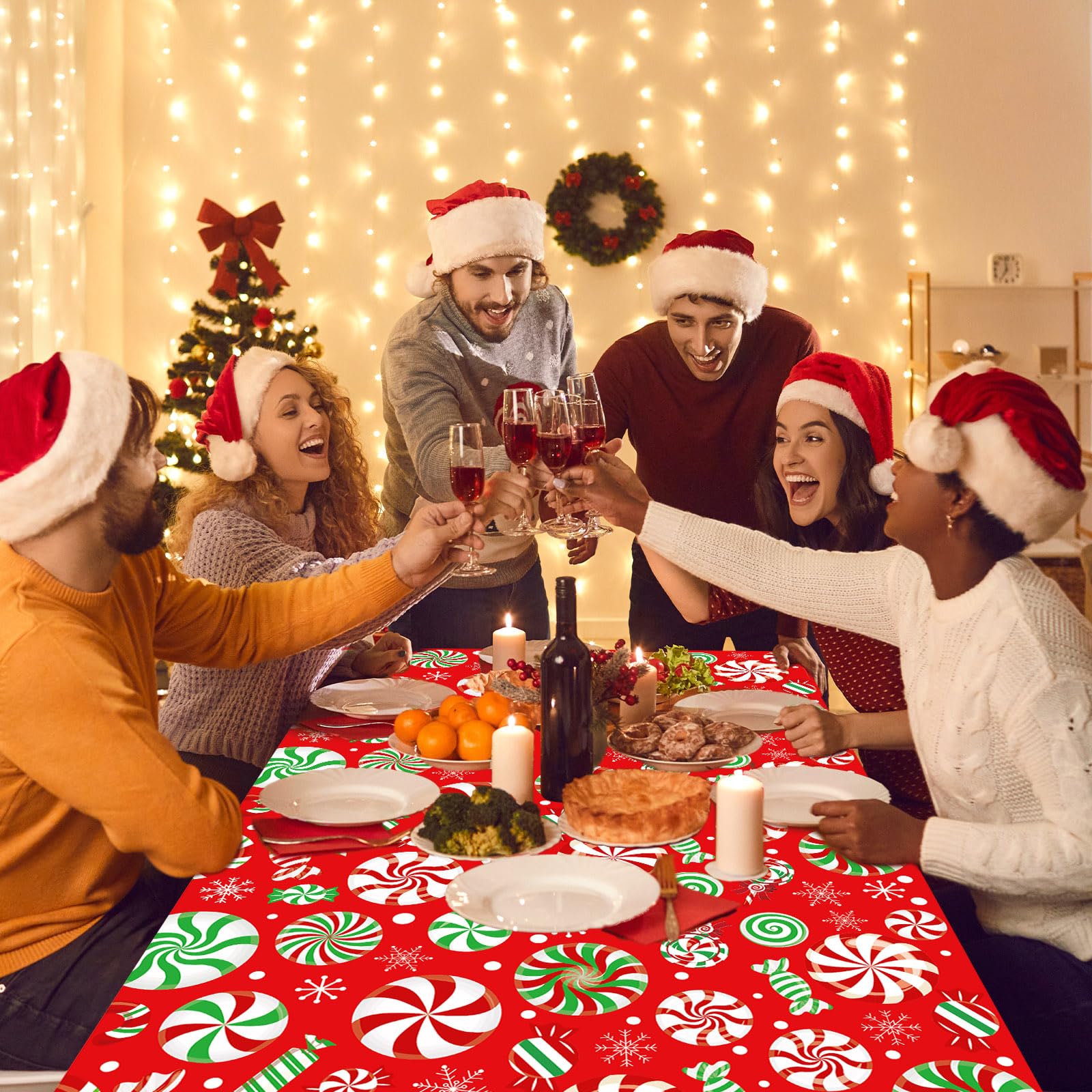 Mantel para fiestas JarThenaAMCS, ideal para Navidad y Año Nuevo.