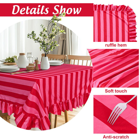 Patrón rosa y rojo del mantel JarThenaAMCS para decoración festiva.