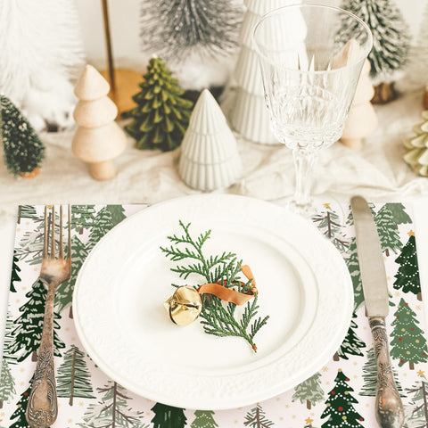 Manteles JarThenaAMCS diseño retro navideño para cenar con ambiente cálido.