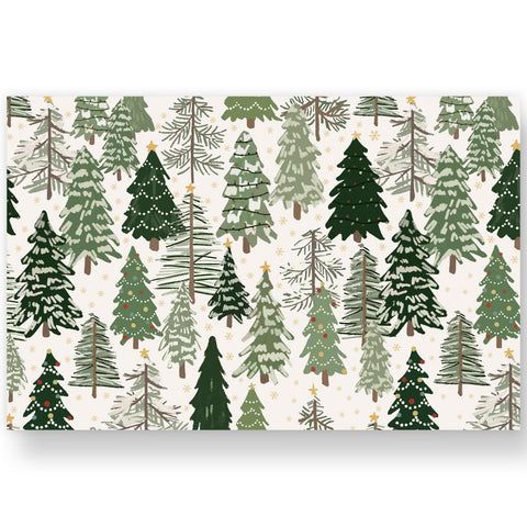 Manteles JarThenaAMCS con pinos navideños para decorar y proteger la mesa.