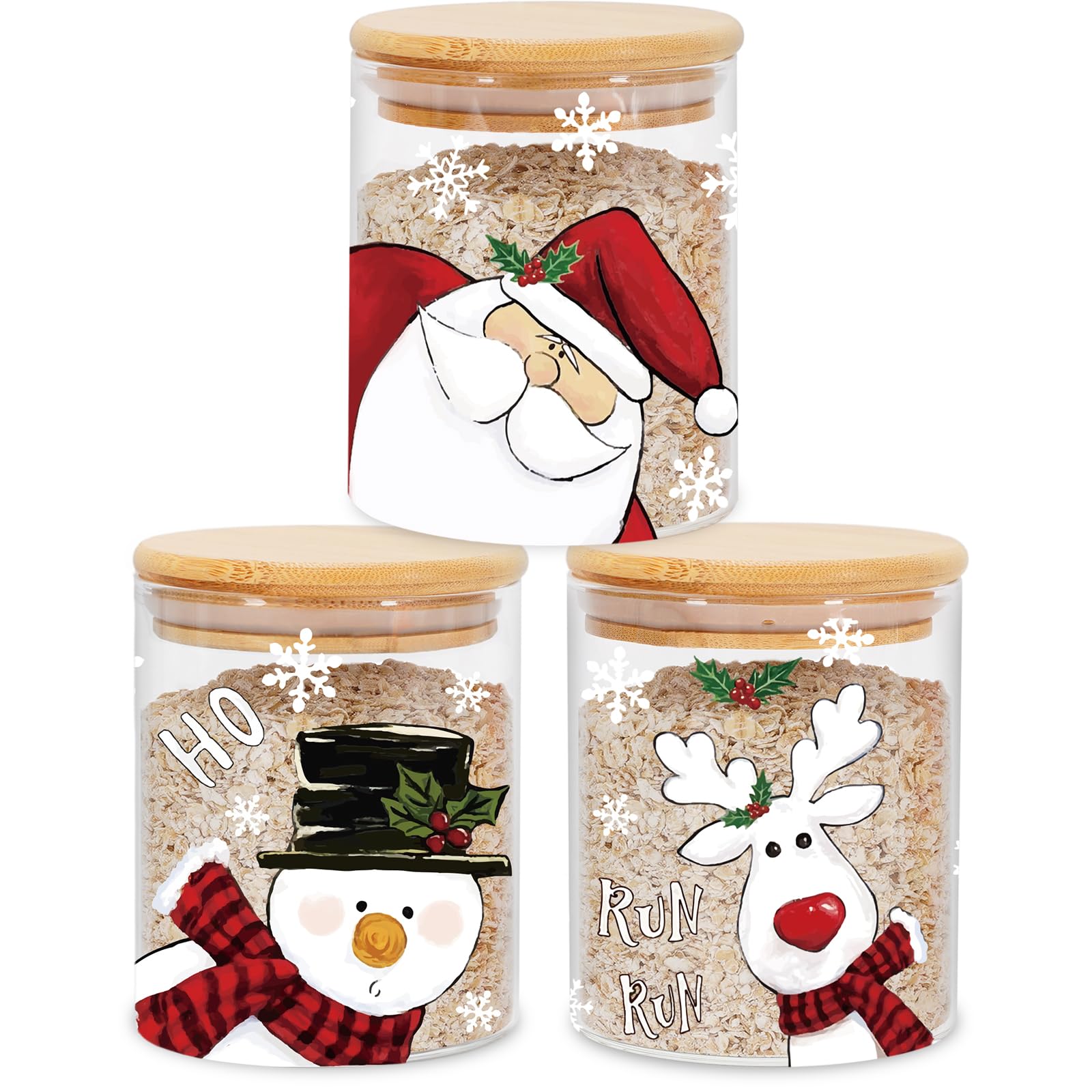 JarThenaAMCS frascos con diseño Santa Claus para almacenamiento festivo en cocina.