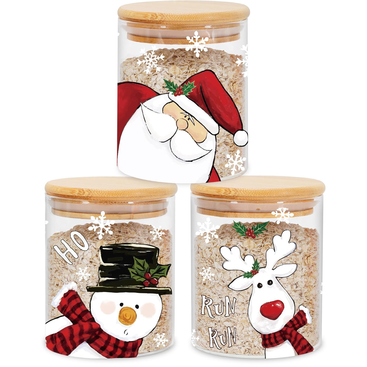 JarThenaAMCS frascos con diseño Santa Claus para almacenamiento festivo en cocina.