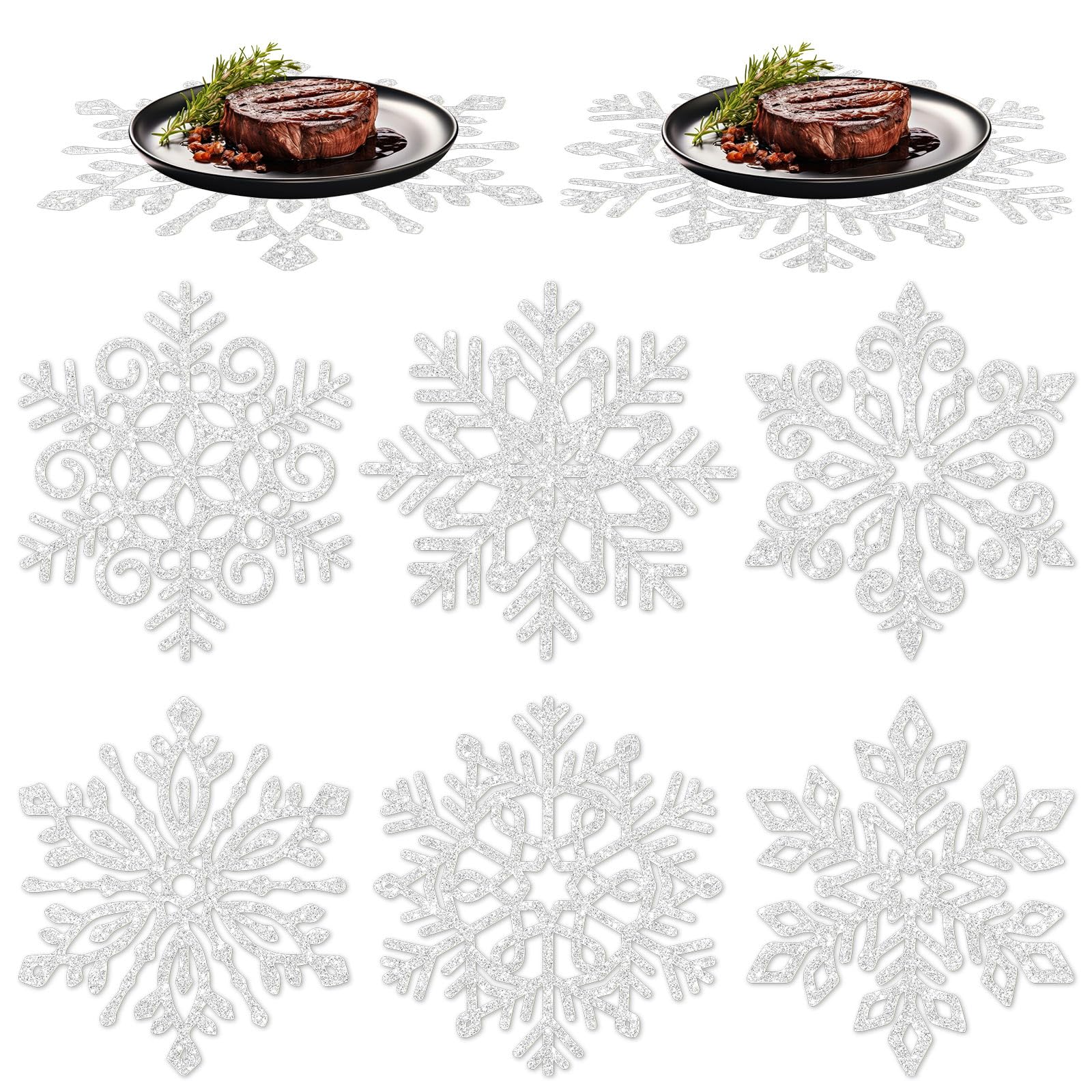 JarThenaAMCS manteles navidad con copos de nieve brillantes para decorar la mesa