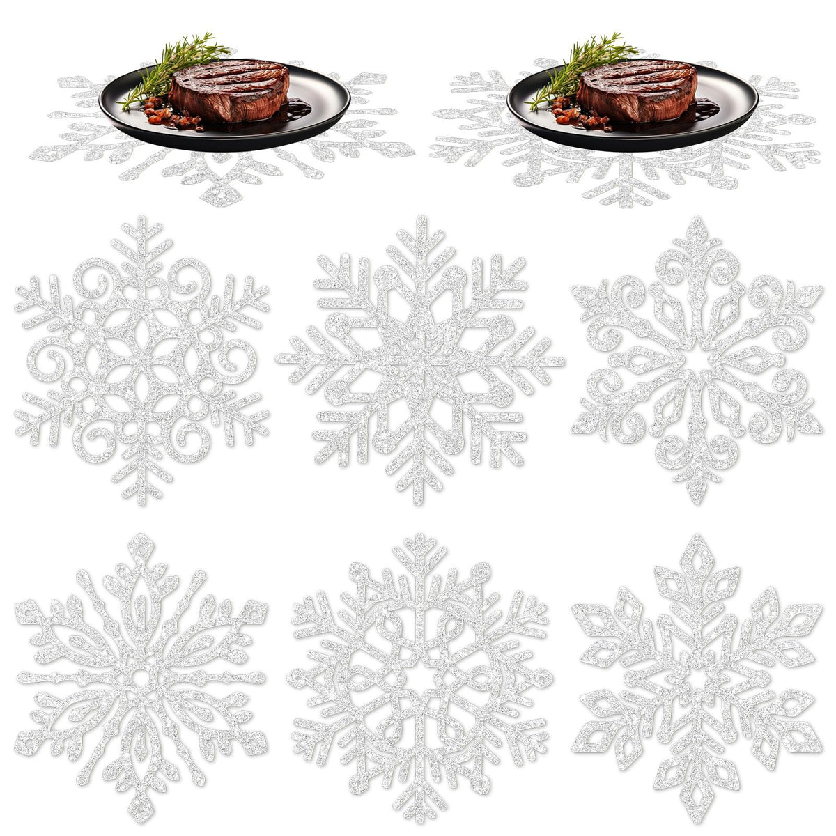 JarThenaAMCS manteles navidad con copos de nieve brillantes para decorar la mesa