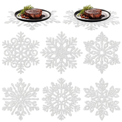 JarThenaAMCS manteles navidad con copos de nieve brillantes para decorar la mesa