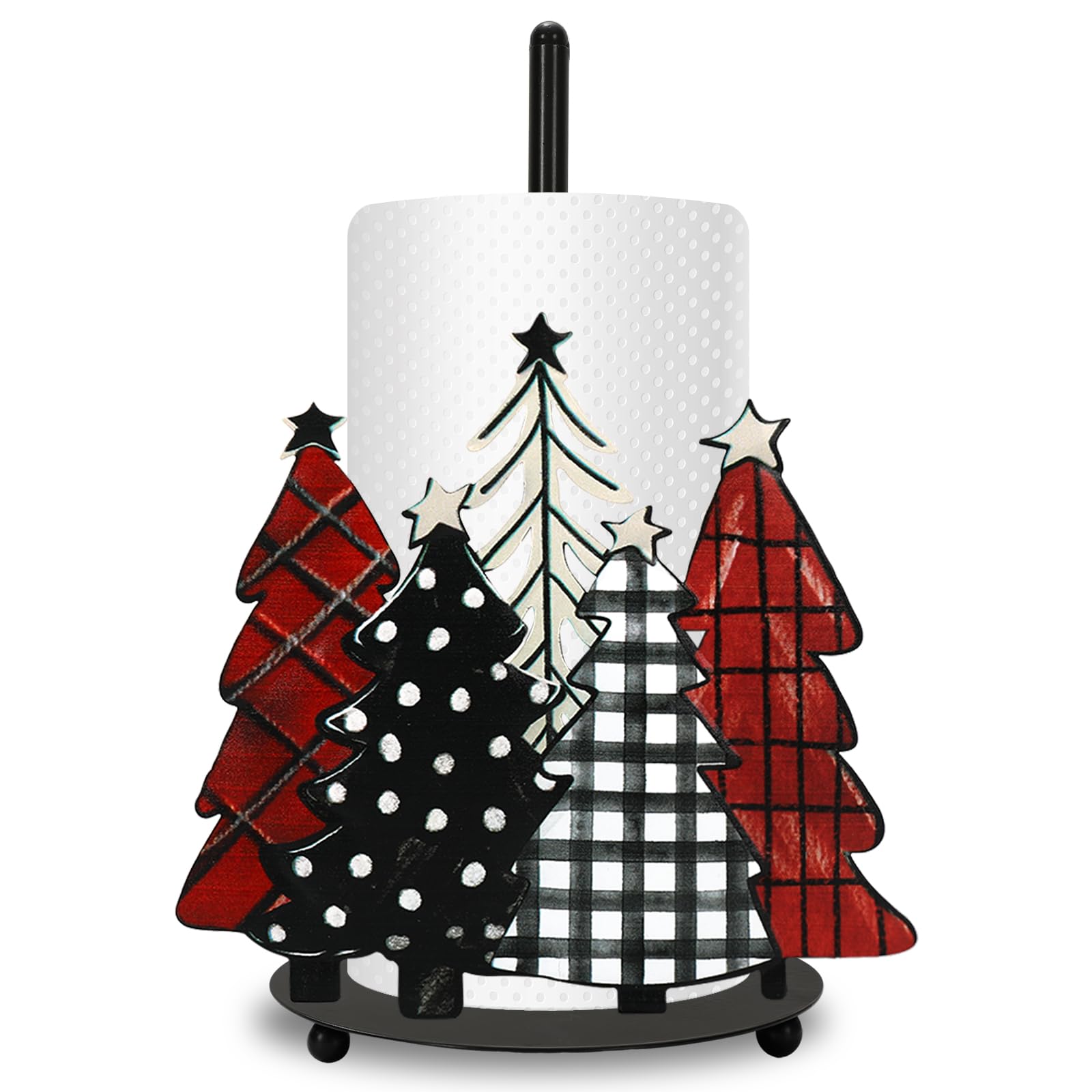JarThenaAMCS porta papel navidad con arbol de cuadros búfalo, ideal para encimera.