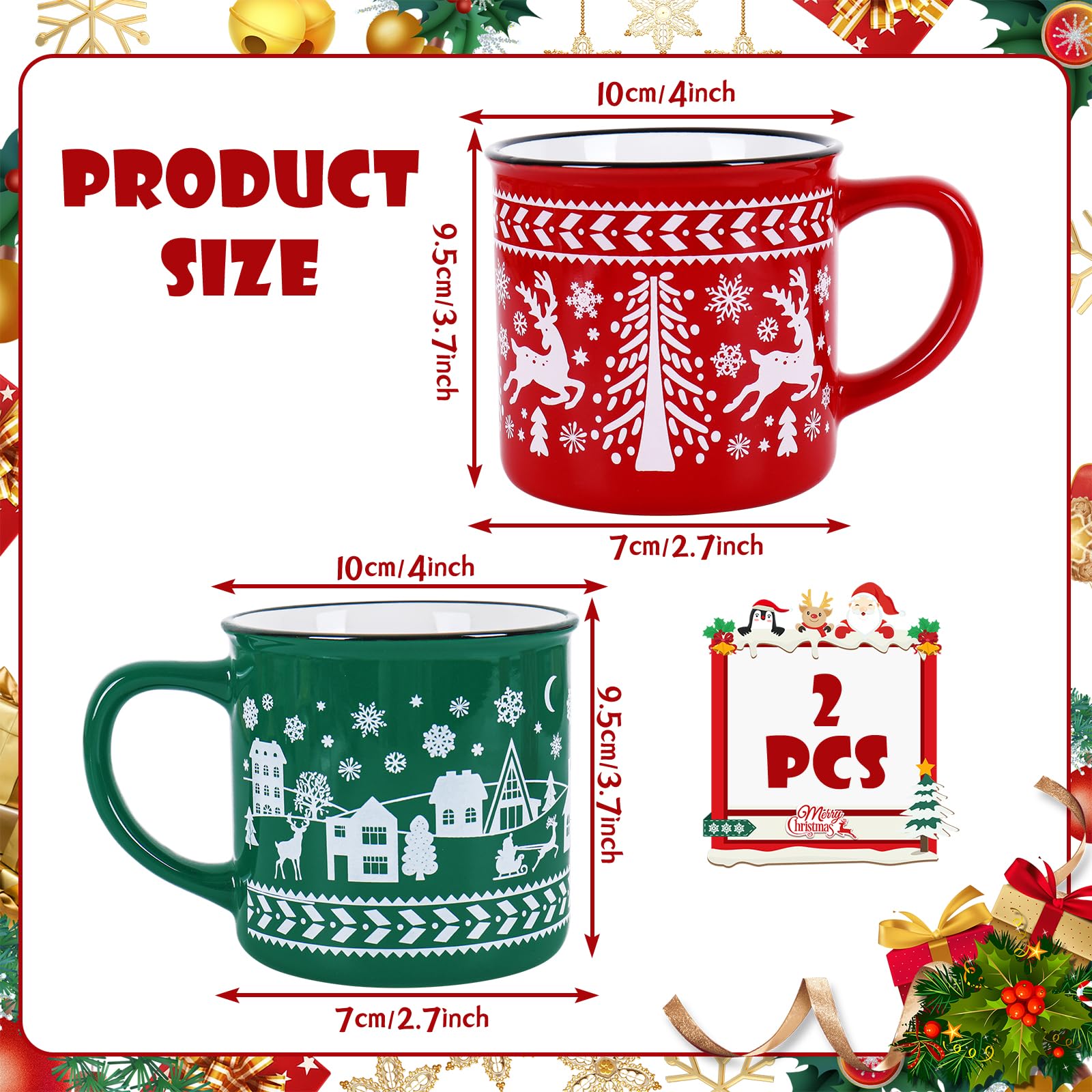 JarThenaAMCS tazas-navidad-arbol-nieve-patrones, dibujos alegres en la mesa.