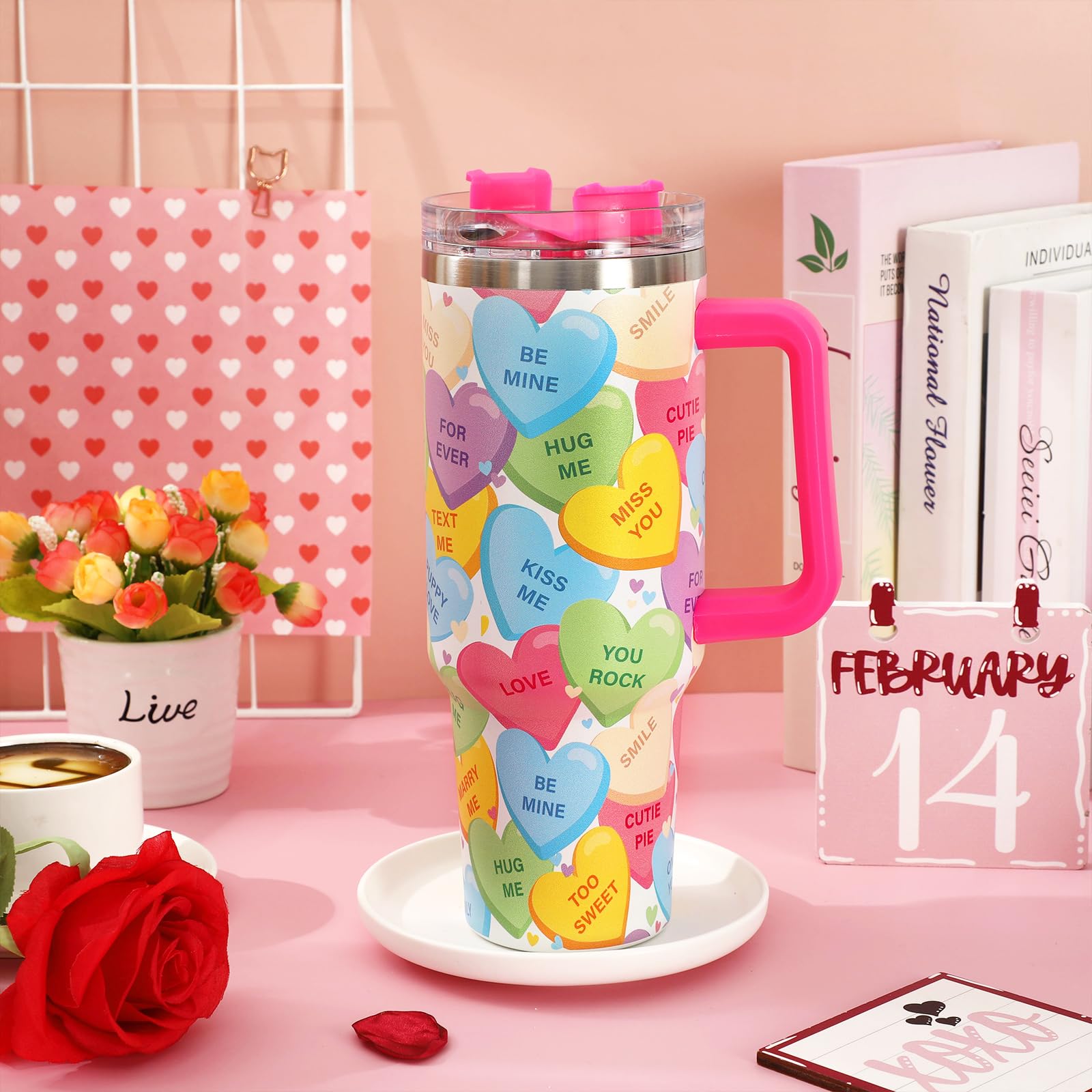 JarThenaAMCS Tumbler diseño romántico, regalo perfecto para San Valentín
