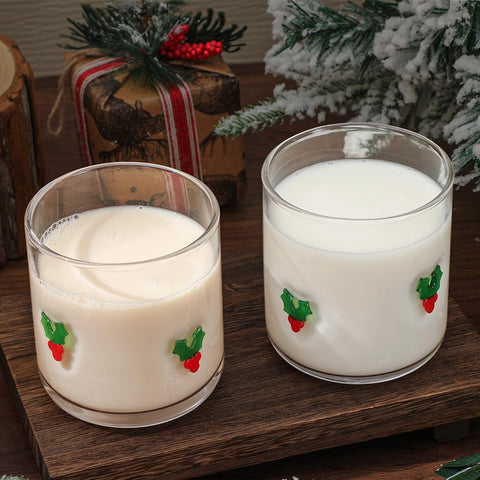 JarThenaAMCS vaso de cristal claro, diseño navideño, añade estilo a la bebida.