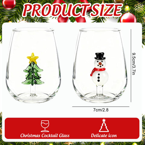 JarThenaAMCS vaso sin tallo con muñeco de nieve 3D decorativo
