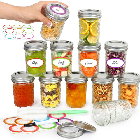 Frascos Mason de Jaisie.W 8 oz con tapas y bandas para almacenamiento creativo.