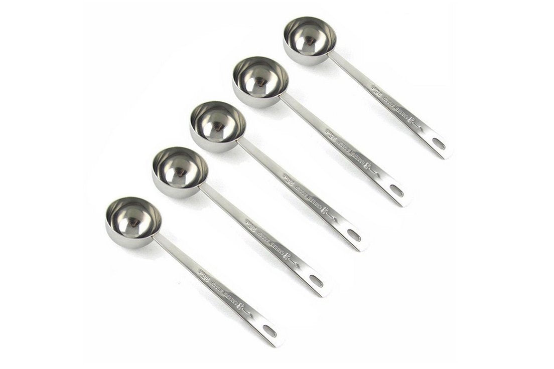 Jasni cucharas medidoras de café en acero inoxidable, 15 ml, juego de 5 para dosis consistentes