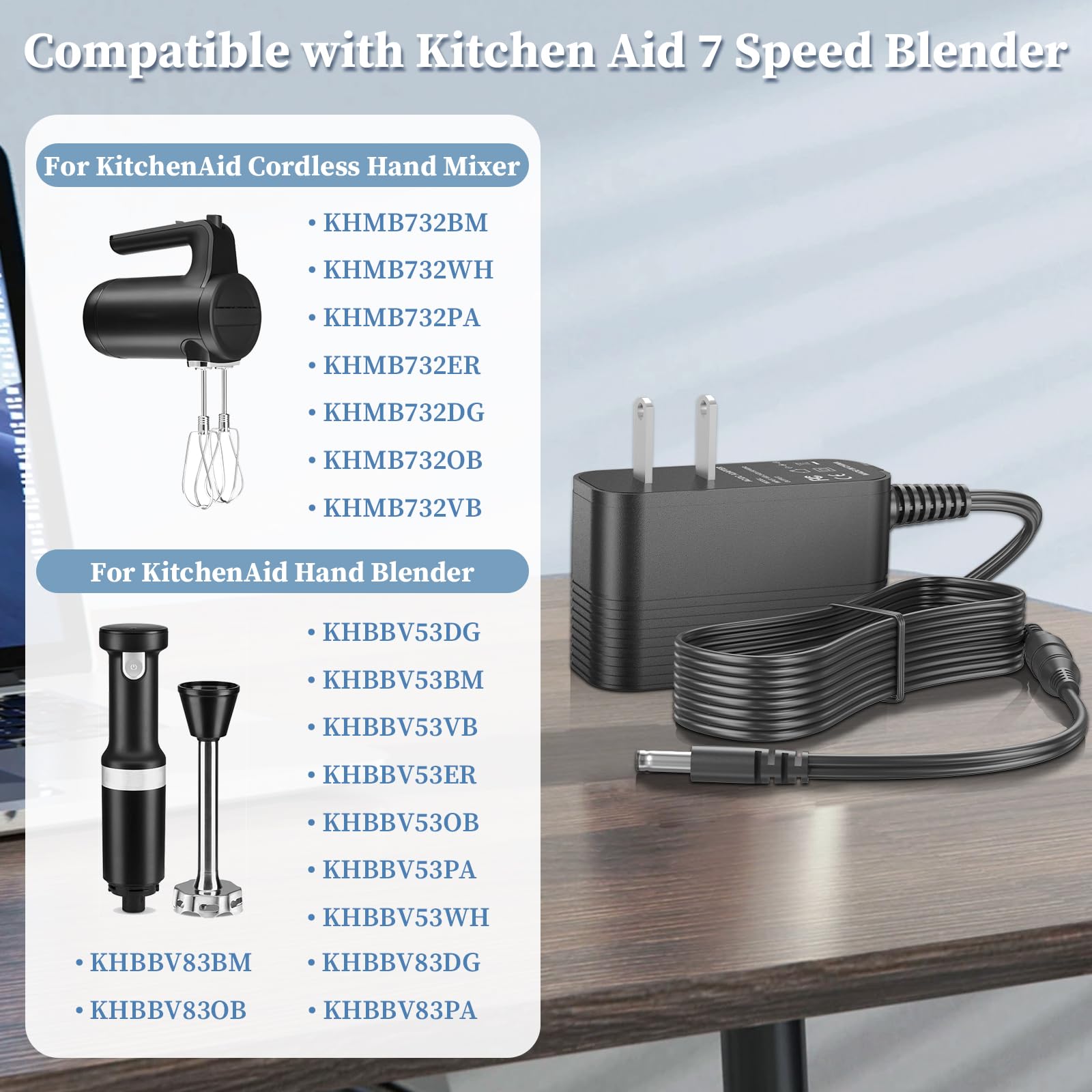 JATERSERN adaptador KHBBV83, 14V para batidora de mano.