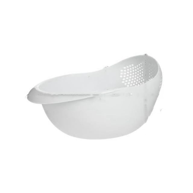 Jawyem colador de arroz plástico blanco, ideal para escurrir sin goteo.
