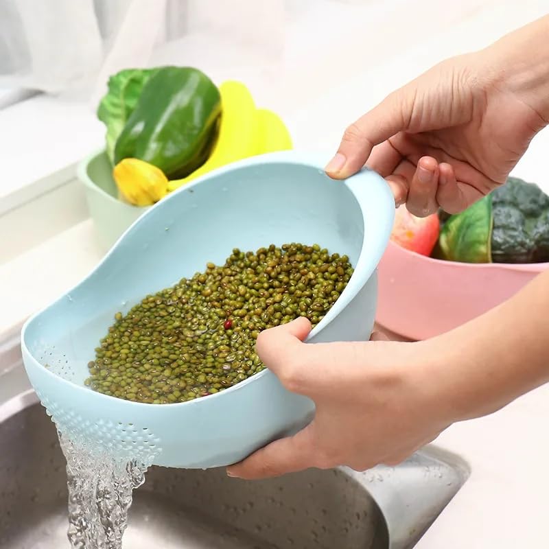 Jawyem colador de arroz plástico blanco, puede usarse como canasta para frutas.