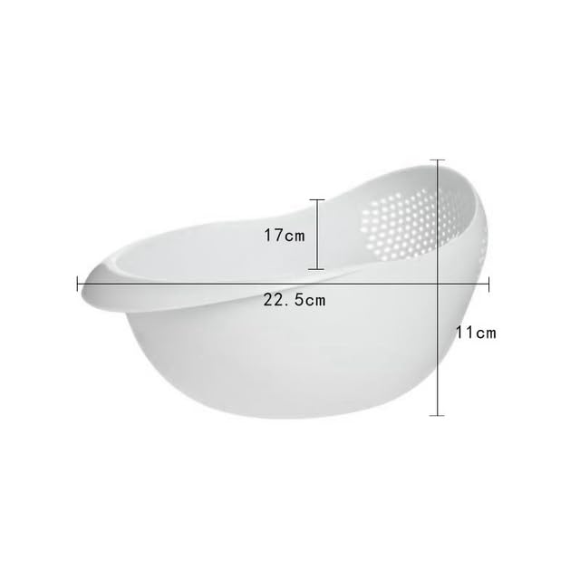 Jawyem colador de arroz plástico blanco, ideal para servir frutas frescas.