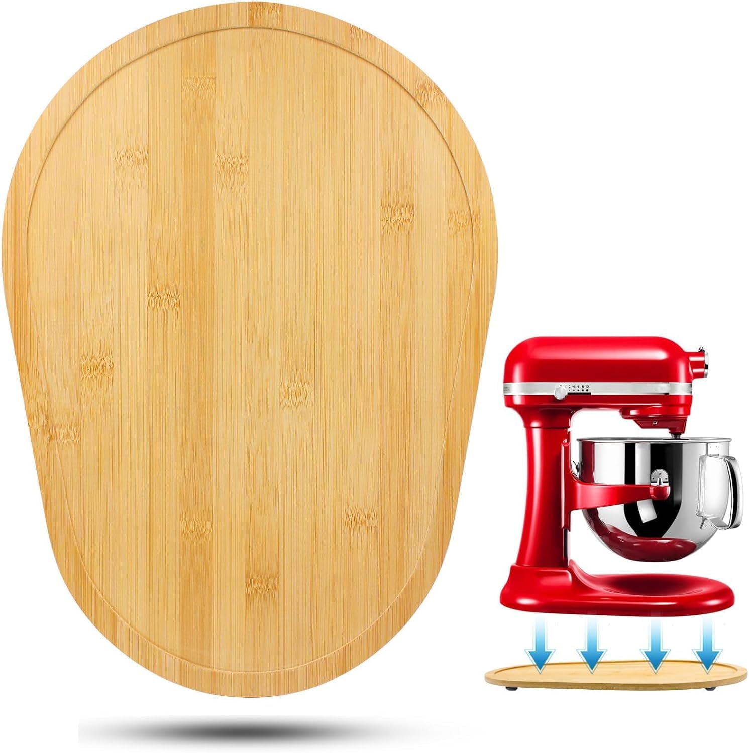 JAYOBGO mat deslizante de bambú para KitchenAid 5-8 qt facilita mover la batidora