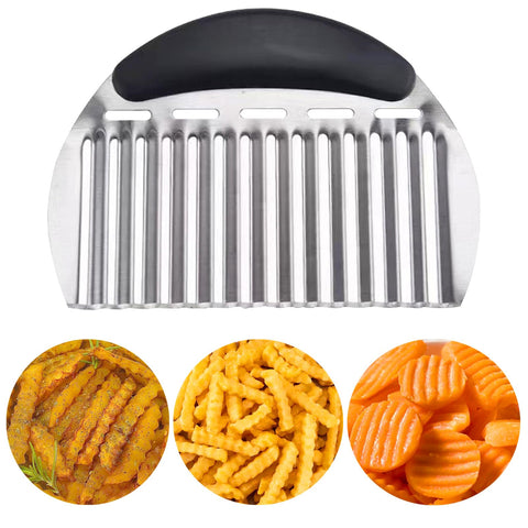 Jayvar cortador ondulado grande para patatas y papas crujientes.