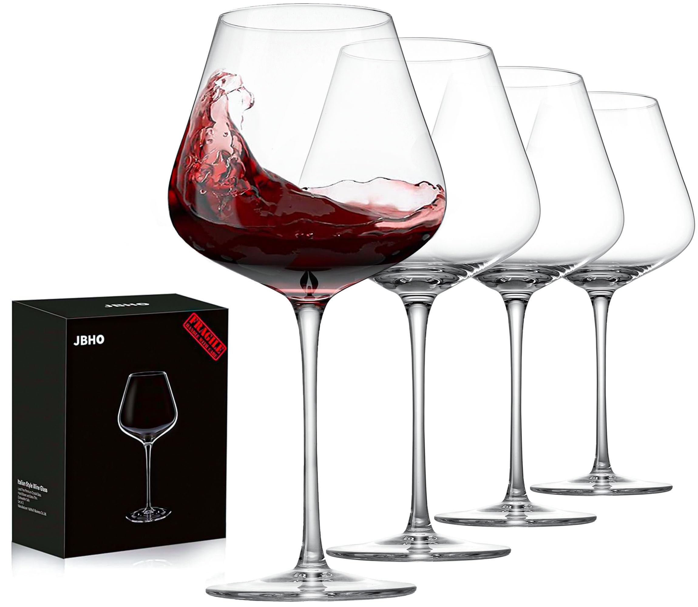 Copa JBHO de vino cristal italiano ultra claro realza sabores.