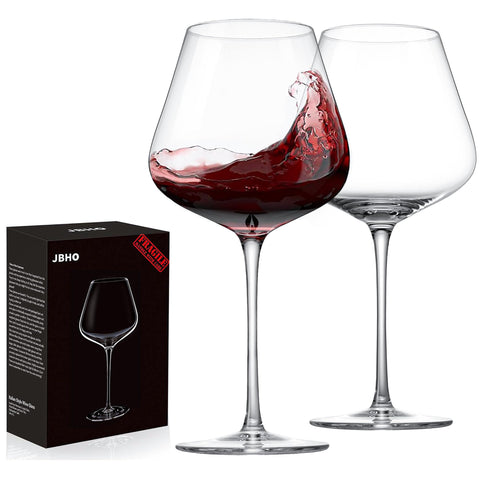 JBHO copas de vino italiano con cristal sin plomo, 21 oz, juego de 2 para cenas elegantes