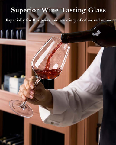 Vaso JBHO de cristal premium sin plomo, claridad excepcional para vino.