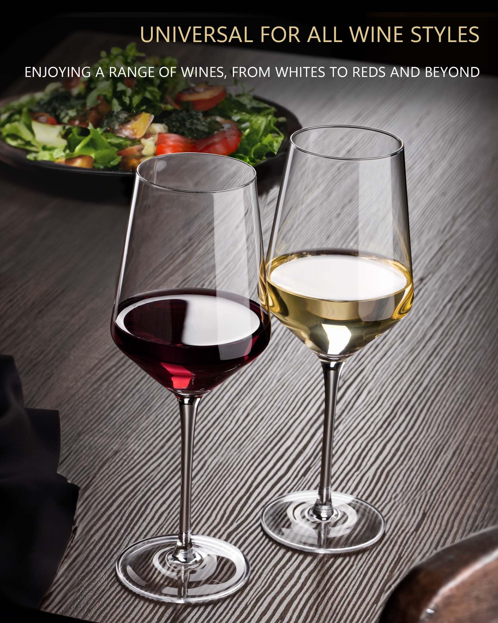 Copa de vino JBHO, cristal claro que realza aromas al servir.