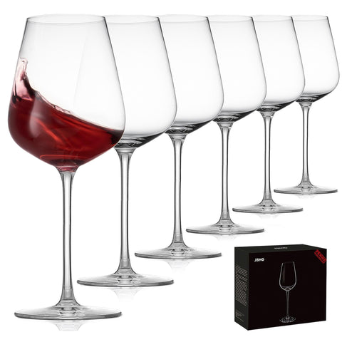 Vaso JBHO Bordeaux de 6-18 oz, cristal sin plomo para degustaciones elegantes.
