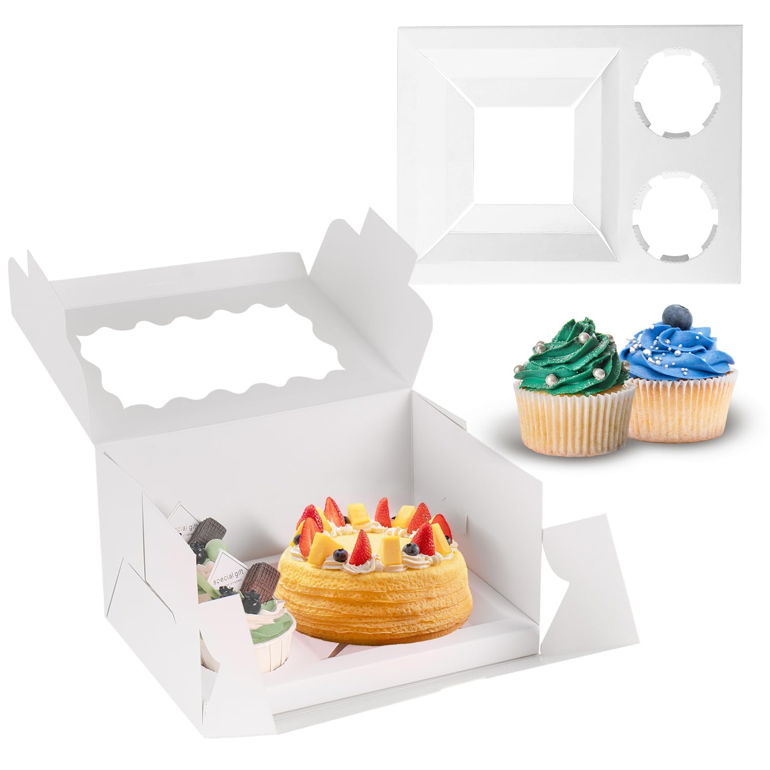 Caja JCD Bento para cupcakes con ventana clara, exhibición elegante para eventos