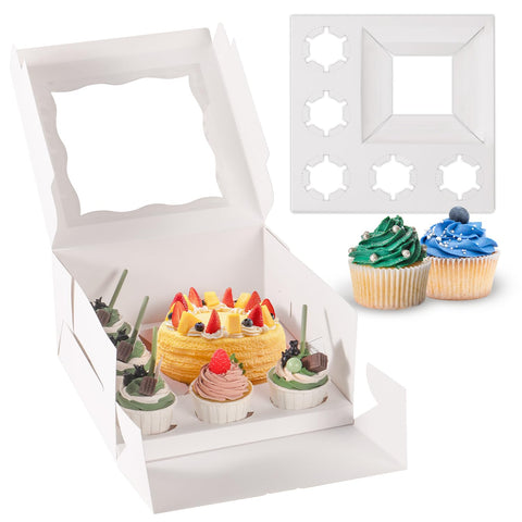 Caja JCD con ventana clara para cupcakes, exhibe dulces con seguridad.