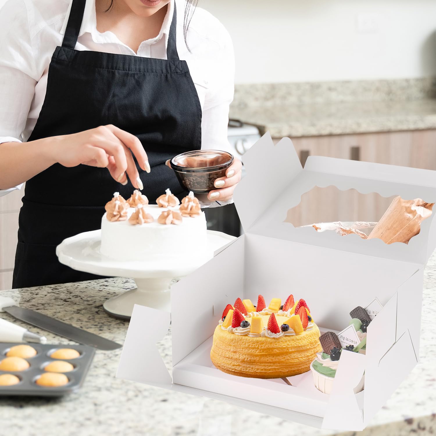Caja JCD para pasteles 7x5x9 pulgadas, transporte seguro