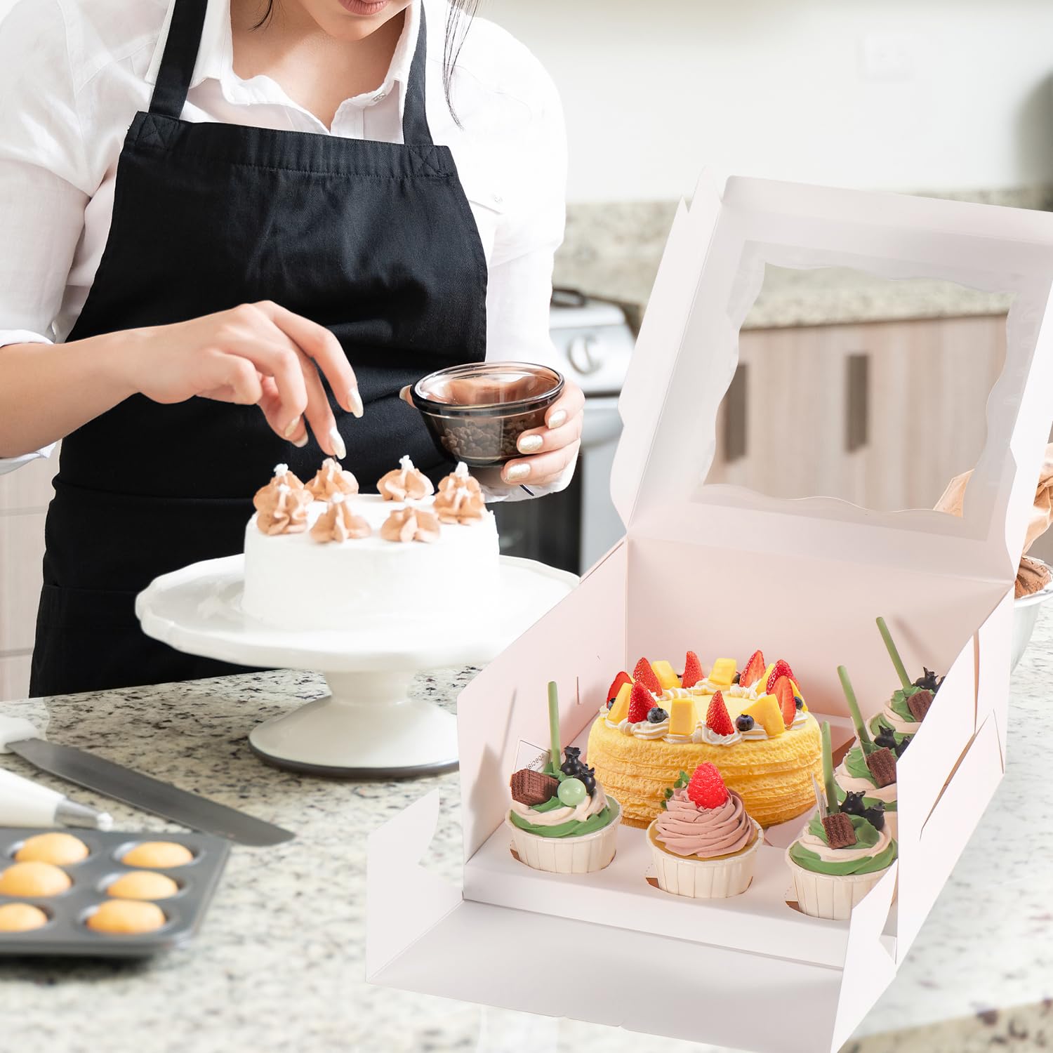 Pegatinas JCD para personalizar cajas y regalos de repostería.