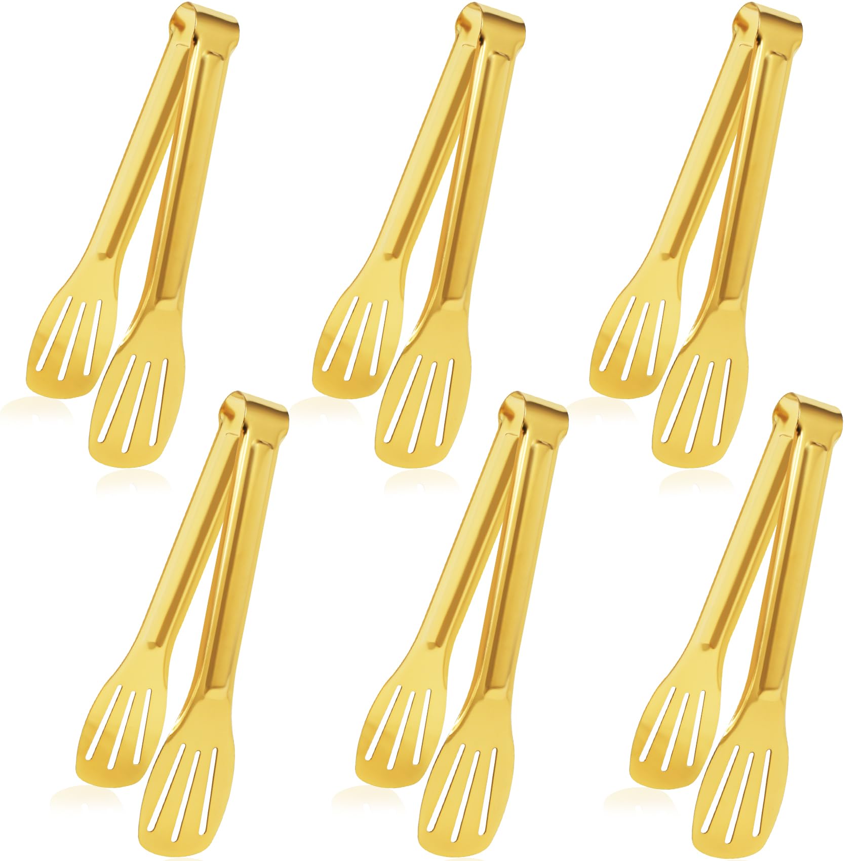 Tenazas para servir JCREN, dorado, seis unidades, ideal para buffets.