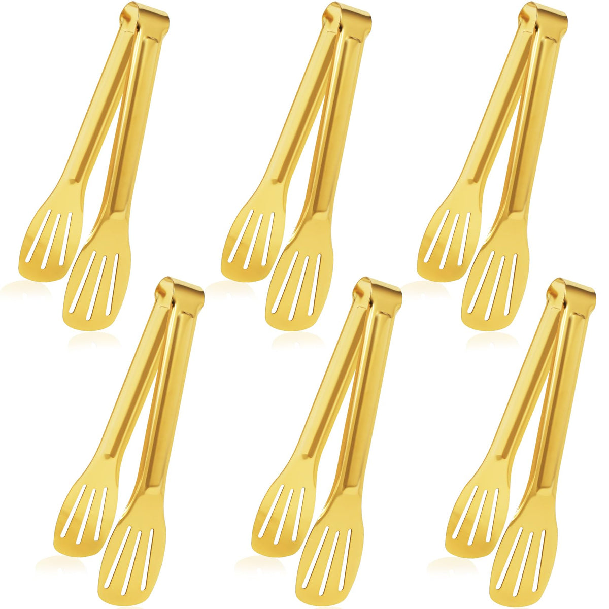 Tenazas para servir JCREN, dorado, seis unidades, ideal para buffets.