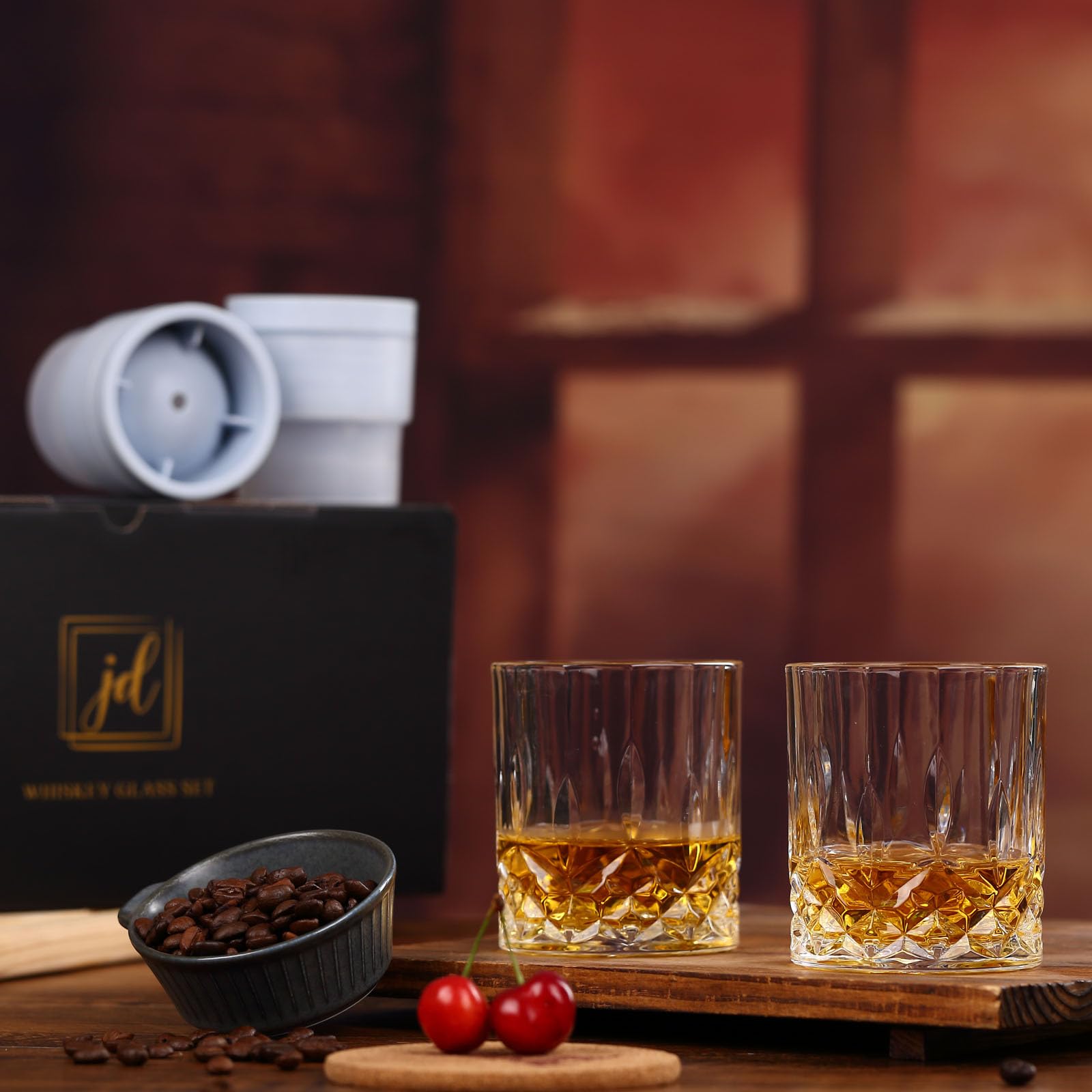 JDGOME set regalo whisky con copas cristal y moldes.