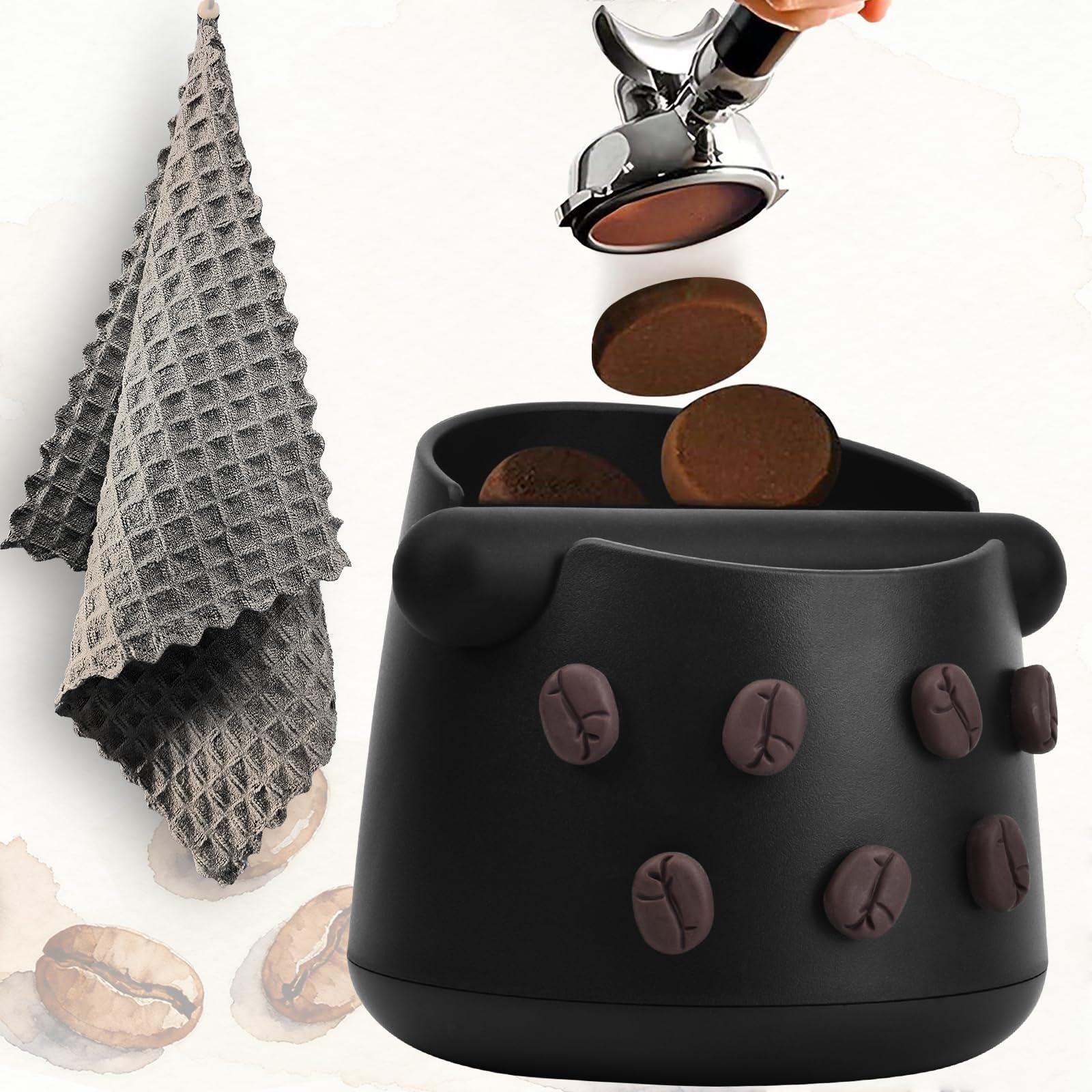 JDHAVMOS Coffee Knock Box visto de frente, diseño elegante para espresso y limpieza rápida