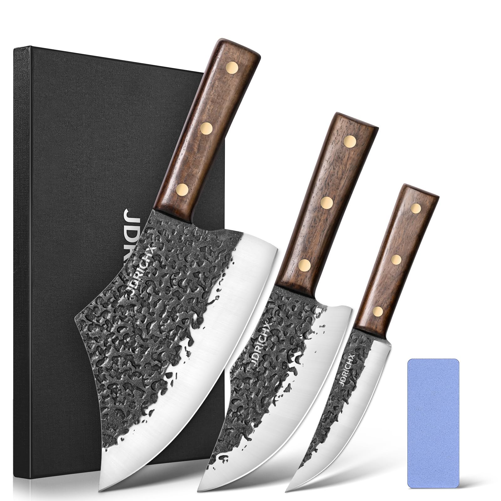 JDRICHX set de cuchillos forjados a mano en caja regalo, ideal para regalo.