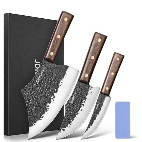 JDRICHX set de cuchillos forjados a mano en caja regalo, ideal para regalo.