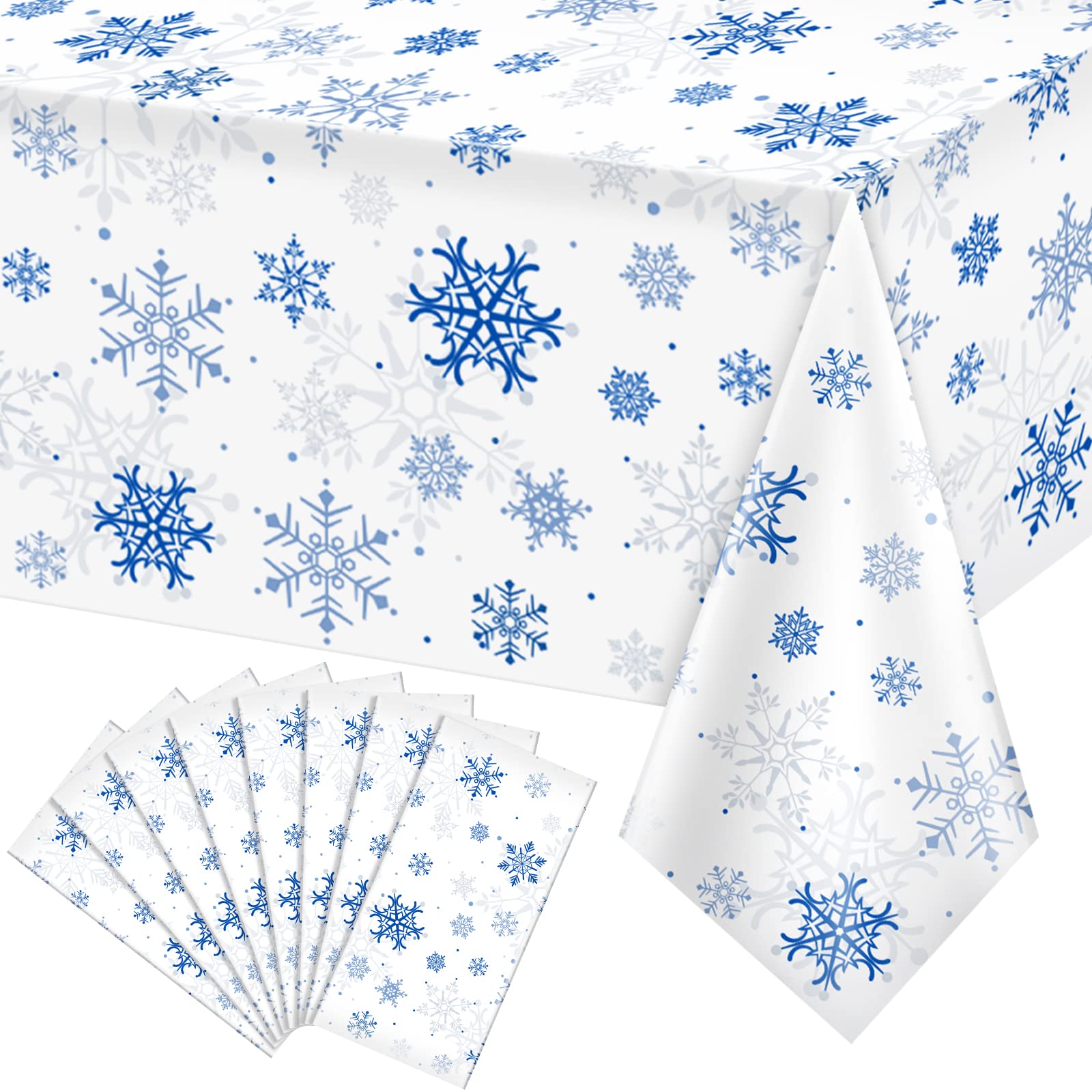 Mantel Jectivs con copos de nieve azul y blanco para mesa, ideal para fiestas