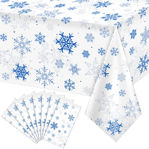 Mantel Jectivs con copos de nieve azul y blanco para mesa, ideal para fiestas