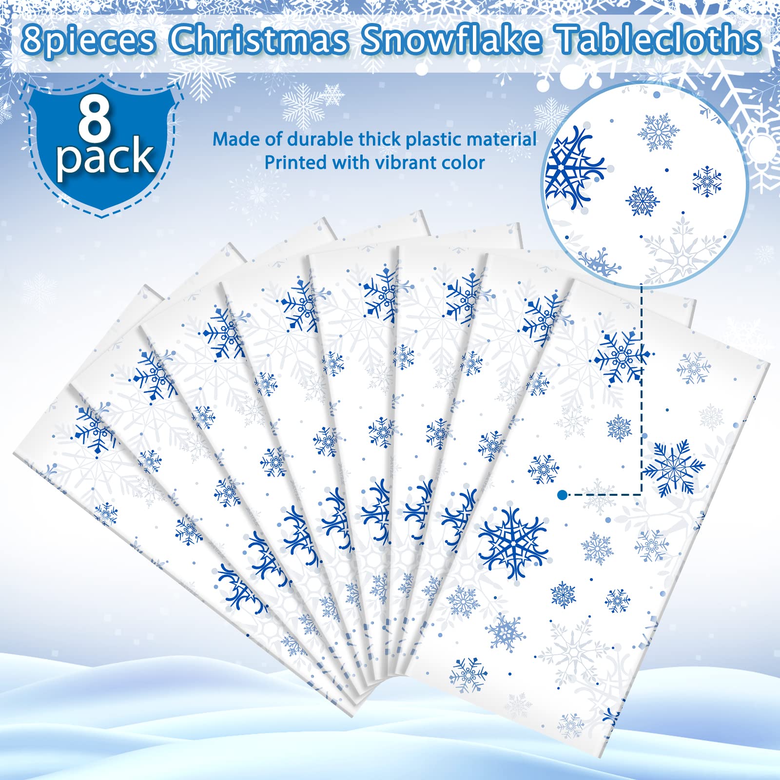 Mantel Jectivs copos de nieve azules, protección anti manchas para eventos