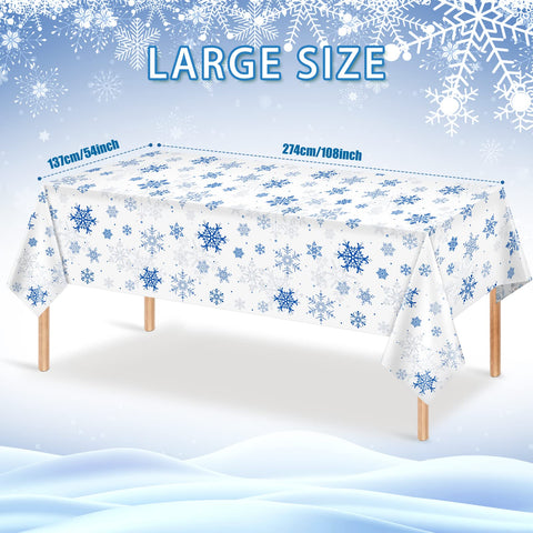 Mantel Jectivs detalle de copos de nieve en plástico blanco, fácil de limpiar
