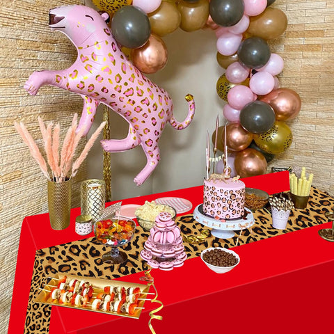 Decoración portátil de Jectivs, mantel leopardo rojo para eventos